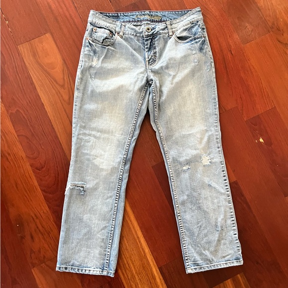 American Eagle Pale Wash Denim Jeans Hipster Jeans Size 12 - Picture 2 of 11